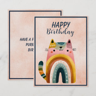 Correspondance Carte de vœux plate pour anniversaire avec chat ab