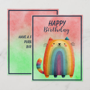 Correspondance Carte de vœux plate pour anniversaire avec chat ab
