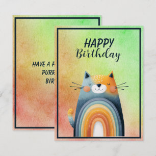 Correspondance Carte de vœux plate pour anniversaire avec chat ab