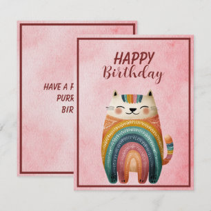 Correspondance Carte de vœux plate pour anniversaire avec chat ab