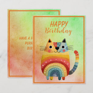Correspondance Carte de vœux plate pour anniversaire avec chat ab