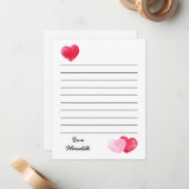 Correspondance carte de vœux plate pour la Saint-Valentin (Devant/Arrière en situation)