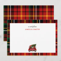 Carte de vœux pour camion de Noël à carreaux