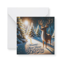 Carte de voeux pour le Nouvel An des Cerfs d'hiver