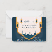 Correspondance Carte de voeux Ramadhan Kareem moderne bleu et or (Dos)
