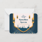 Correspondance Carte de voeux Ramadhan Kareem moderne bleu et or (Devant)