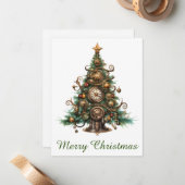 Correspondance Carte de voeux Steampunk Christmas Tree (Devant/Arrière en situation)