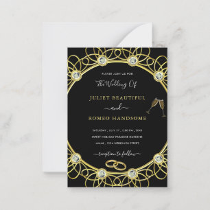 Correspondance Carte d'invitation de mariage diamant noir or