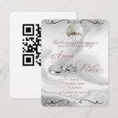 Correspondance Carte d'invitation de mariage élégante avec code Q (Devant / Derrière)