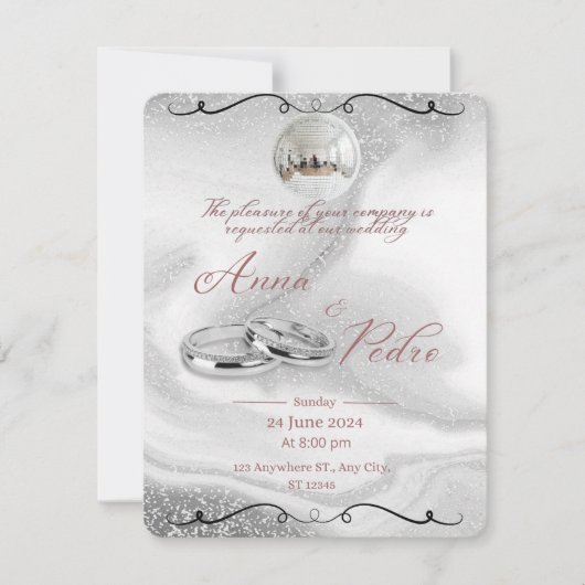 Correspondance Carte d'invitation de mariage élégante avec code Q (Devant)