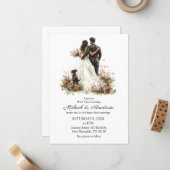 Correspondance carte d'invitation de mariage moderne chic script (Devant/Arrière en situation)