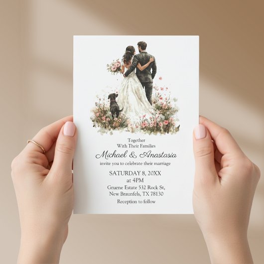 Correspondance carte d'invitation de mariage moderne chic script
