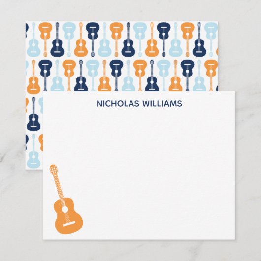 Correspondance Carte Musicale de Guitare Bleu et Orange (Devant / Derrière)