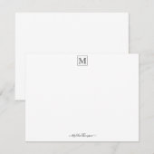 Correspondance Carte Noir Monogramme Initiale De Script Moderne (Devant / Derrière)