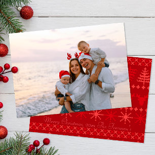 Correspondance Carte photo rouge scandinave de Noël