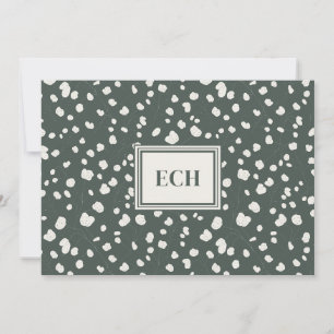 Correspondance Carte plate à monogramme de Lunaria vert foncé