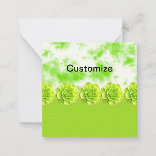 Correspondance Carte plate de note de succulente vert citron (Devant)