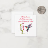 Correspondance Carte pour notes de colibri (Devant/Arrière en situation)