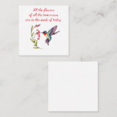Correspondance Carte pour notes de colibri (Devant / Derrière)