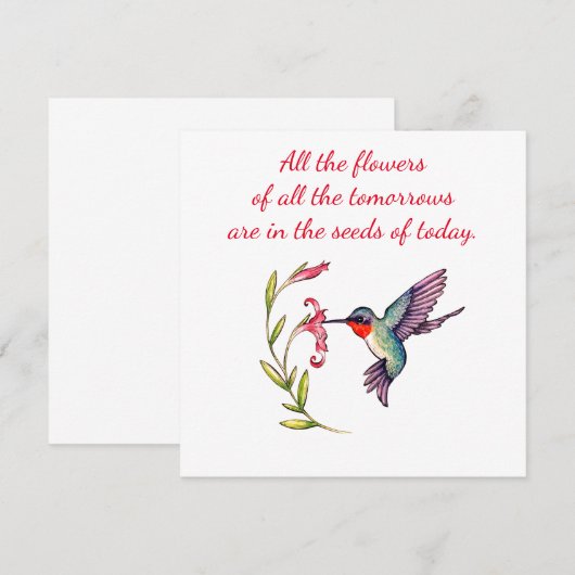 Correspondance Carte pour notes de colibri 5x5 (Devant / Derrière)