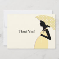 Carte pour notes de Merci à parapluie Polka Jaune