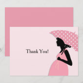 Correspondance Carte pour notes de Merci à parapluie rose (Devant / Derrière)