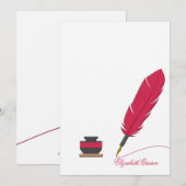 Correspondance Carte pour notes de papeterie Inkwell et Feather (Devant / Derrière)