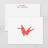 Correspondance Carte pour notes plat de la grue Origami rouge (Devant / Derrière)