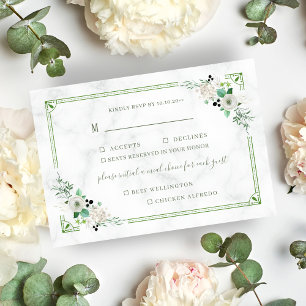 Correspondance Carte Rsvp à deux choix de repas à fleurs vertes