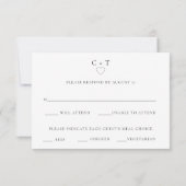 Correspondance Carte RSVP de choix de repas Mariage noir et blanc (Dos)