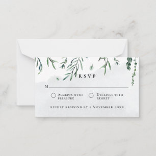 Correspondance Carte RSVP de mariage Feuille de chute d'aquarelle