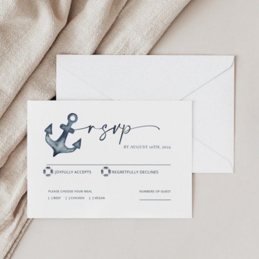 Correspondance Carte RSVP de mariage maritime