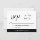 Correspondance Carte RSVP de mariage noir & blanc moderne Script (Devant)