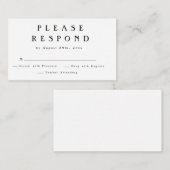 Correspondance Carte RSVP de réponse Mariage simple et moderne (Devant / Derrière)