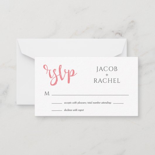 Correspondance Carte RSVP générique de mariage de script de corai (Devant)