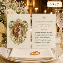 Carte Sainte de prière de mariage catholique romai