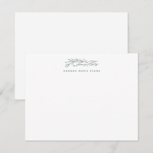 Correspondance Carte simple de feuillage vert de surface rustique (Devant / Derrière)