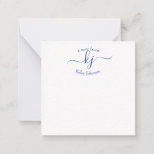 Correspondance Chic Girl Navy Blanc 2 Monogrammes Nom Carte de no