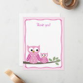 Correspondance Chouettes de Hoot Rose Flat Merci carte de note (Devant/Arrière en situation)