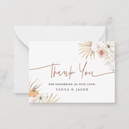 Correspondance Citrouille d'automne Baby shower Boho Carte de rem (Devant)