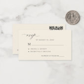 Correspondance Code QR simple carte de réponse RSVP mariage noir (Devant/Arrière en situation)