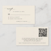 Correspondance Code QR simple carte de réponse RSVP mariage noir (Devant / Derrière)