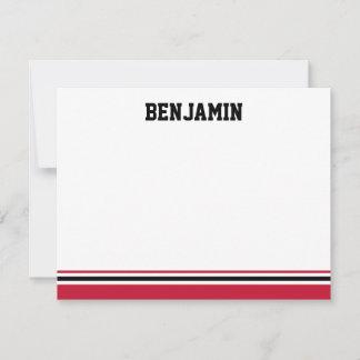 Correspondance College Stripe Bar Mitzvah Carte de remerciements