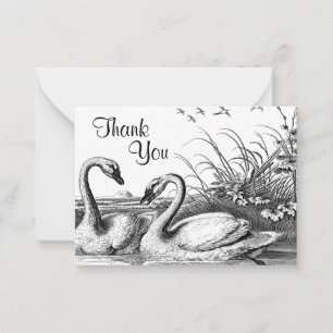 Correspondance Couple De Swans Sur Le Lac Carte de remerciements