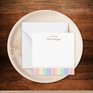 Correspondance Crayons Arc-en-Ciel Carte de Note Personnalisée po