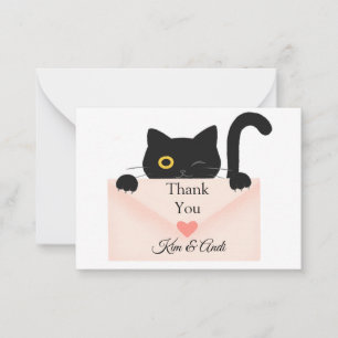 Correspondance Cute Carte de remerciements de chat noir
