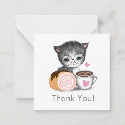 Correspondance Cute Kitten Cat Café Merci Carte de note (Devant)