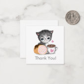 Correspondance Cute Kitten Cat Café Merci Carte de note (Devant/Arrière en situation)