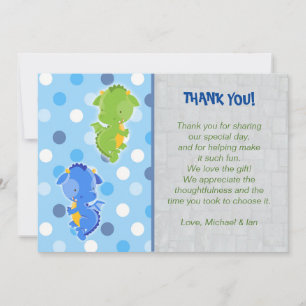 Correspondance Dragon Carte de remerciements Note Twins Boy
