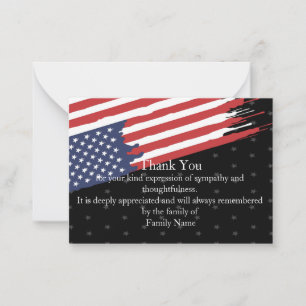 Correspondance Drapeau américain après Carte de remerciements fun